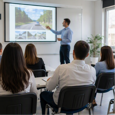 Lezione di formazione per aspiranti insegnanti e istruttori di guida