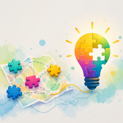 immagine raffigurante un puzzle e parti scomposte